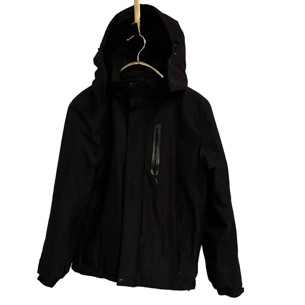 Camel Crown Men's Large Black Waterproof Hooded Ski Jacket